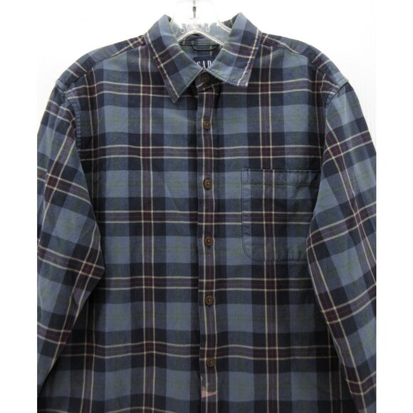 VINTAGE Gap Shirt Medium Button Down Plaid Pocket Classic Heritage * - Picture 2 of 11
